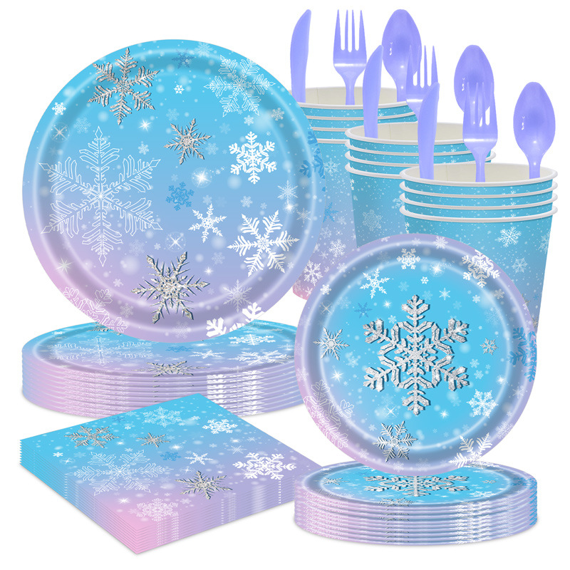 Christmas Snowflake Dinnerware Set, Plastic Tablecloth Disposable Table  Cover, Paper Plate Cups And Lunch Napkins For Wedding Birthday Party Bridal  Baby Shower Decoration For 16 Guests - Temu United Arab Emirates