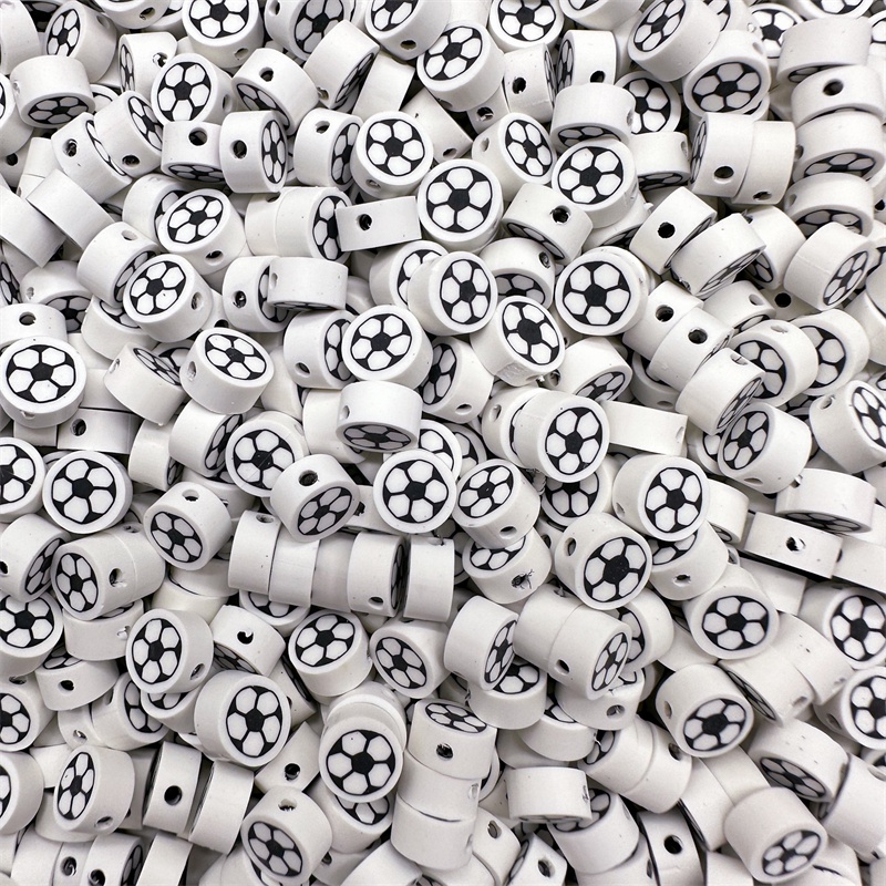 Black & White Clay Round Beads, 10mm by Bead Landing™