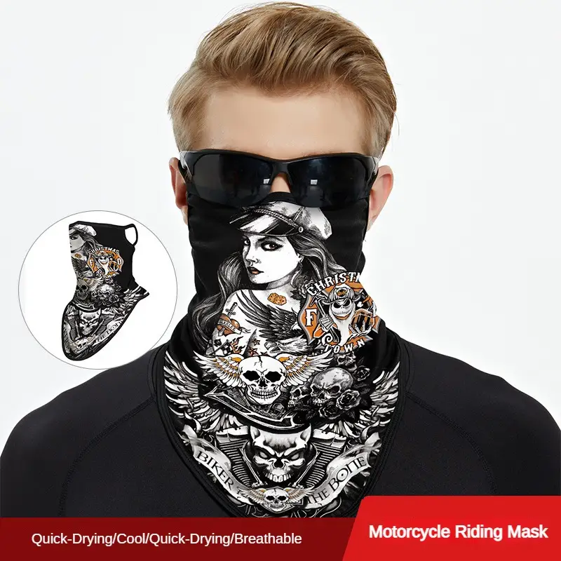 Ride Face Mask, Motorcycle Riding Ear Hanging Half Face,Cooling Neck Gaiter Bandana Face Mask,Summer Scarf Cover Sun UV Protection For Cycling