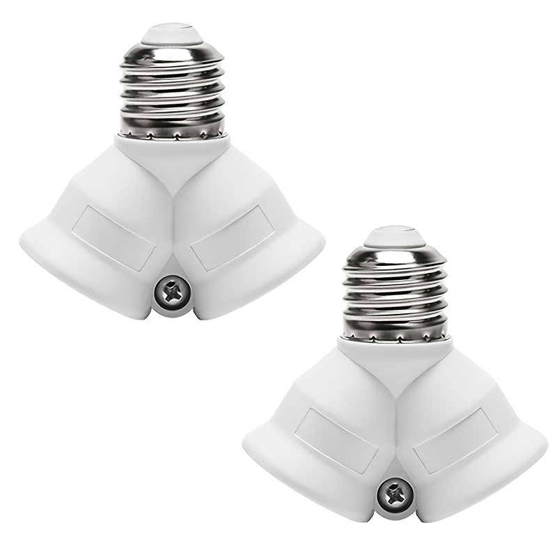 E27 Splitter 2 In 1 heads Adjustable AC85-265v 27 To E27 Base LED Bulb  Adapter Converter Lamp Holder Socket Splitter