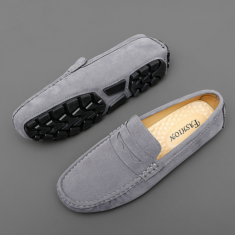 mens gray slip loafers comfortable classic driving shoes  display picture 3