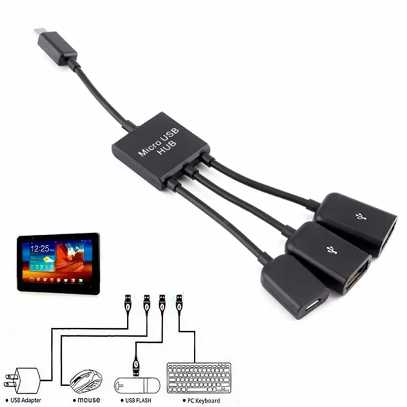 1 Micro Usb Type C Otg Usb Hub Adapter Cable Multifunction - Temu