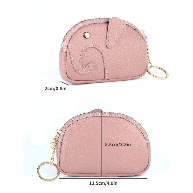 Mini Elephant Design Coin Purse, Creative Leather Storage Bag, Mini Key  Earphone Bag With Keychain - Temu