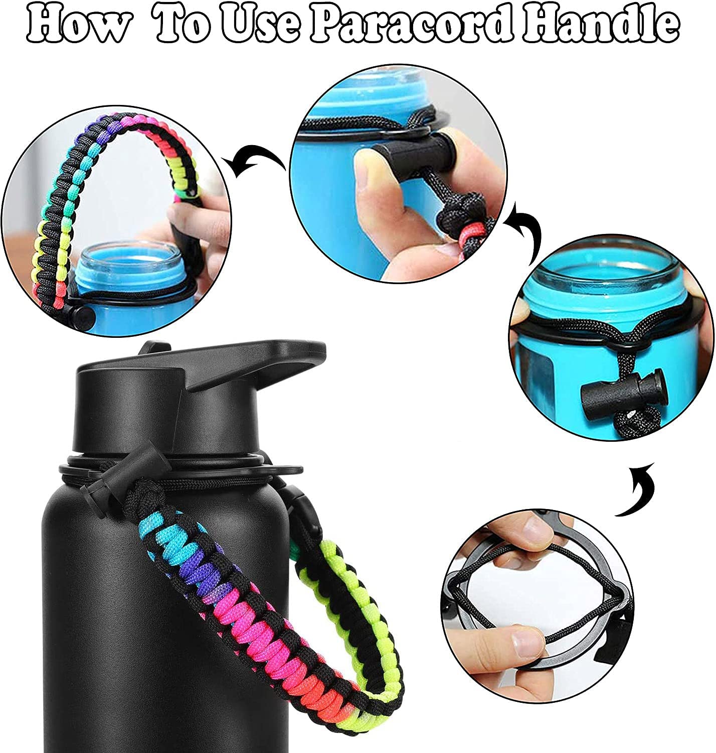 Insulated Water Bottle With Paracord Handles Sport Lid - Temu