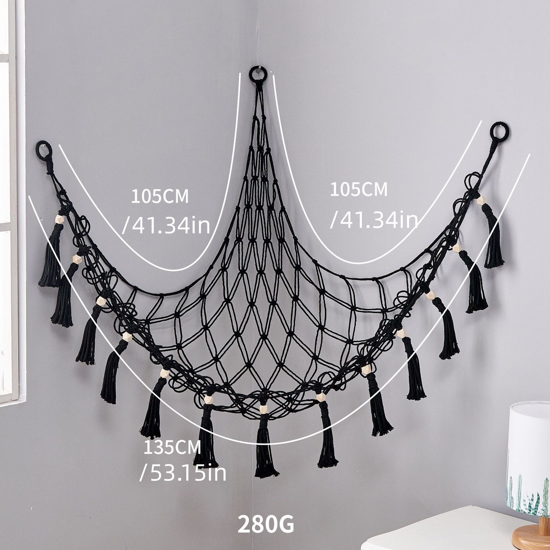 Large Boho Stuffed Animals Storage Net Tassel Hooks Corner - Temu