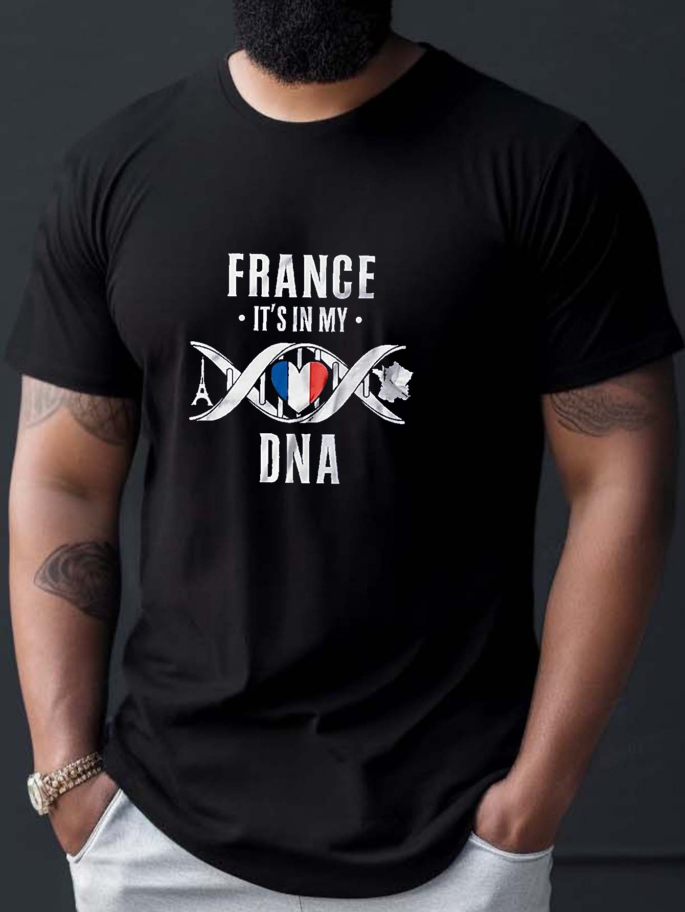 Dna Test Result Pattern Print Men's Comfy T-shirt, Graphic Tee Men's Summer  Outdoor Clothes, Men's Clothing, Tops For Men - Temu