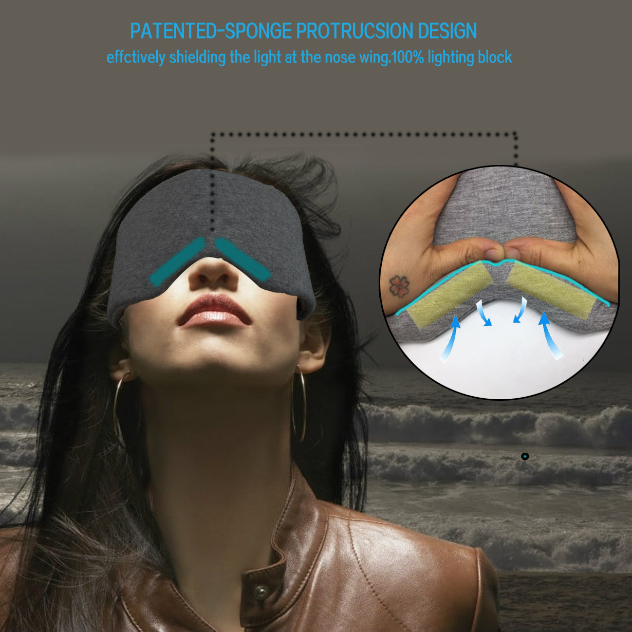 Genuine Leather Fleece-lined Fully Adjustable Blindfold / Eye 