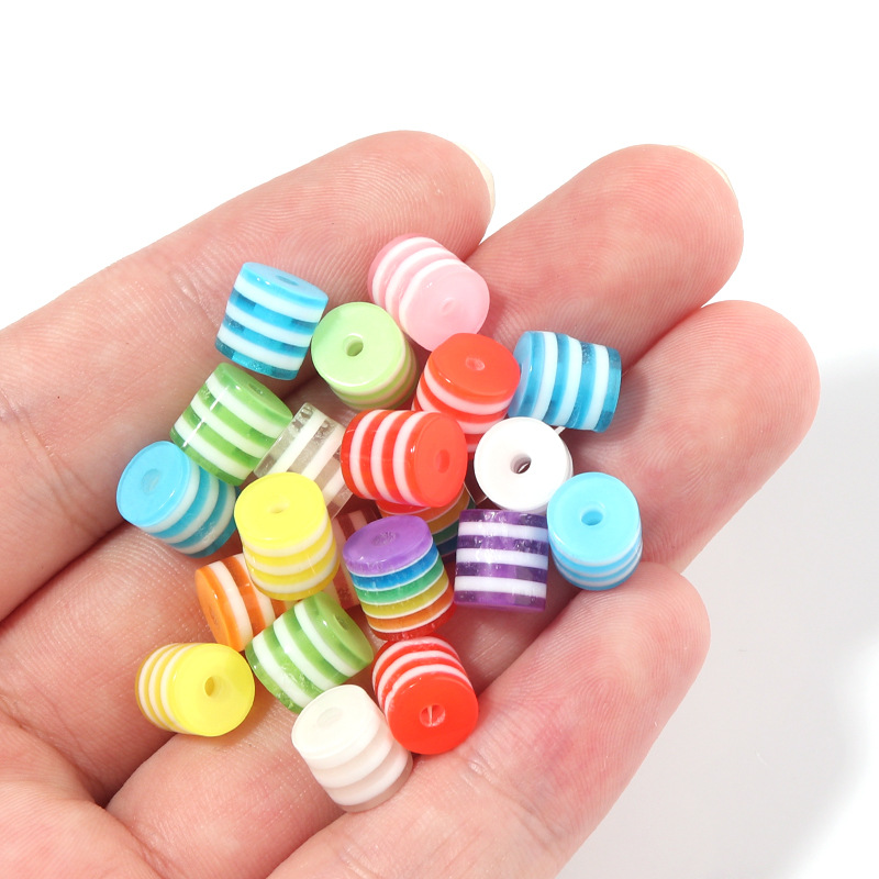 20-30pcs Rainbow Beads Round Stripe Mixed Color Resin DIY For Making  Jewelry Bracelet Necklace Earrings Accessories 12/14/15mm