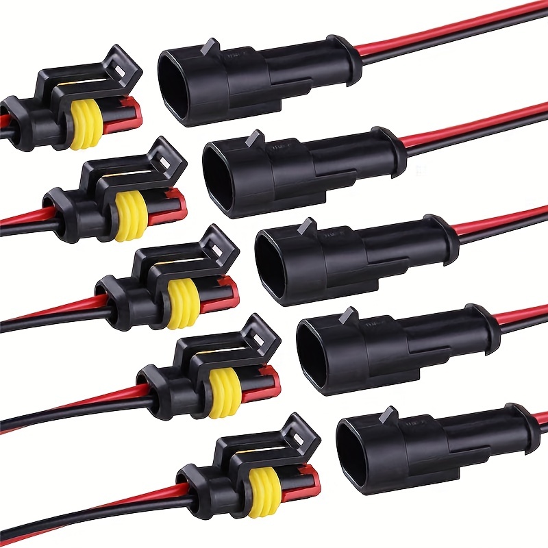 Kinstecks ​​10 Kit 2 Pin Conector eléctrico a Prueba de Agua Conectores de  Cables eléctricos automáticos con Cable para automóvil Camión Barco Moto y