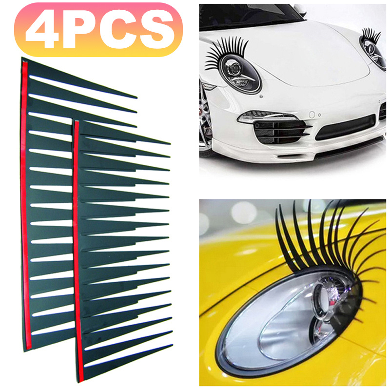 Car Headlight Eyelash Stickers 3d Charming Black False - Temu