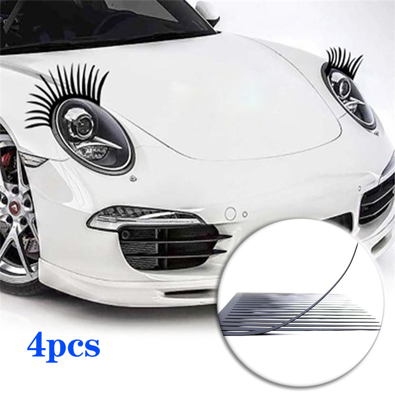 4pcs Auto-Scheinwerfer-Wimpern-Aufkleber, 3D Bezaubernde Schwarze Falsche  Wimpern Auto-Scheinwerfer-Dekoration Lustige Aufkleber