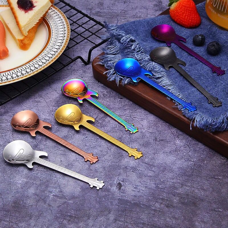 Creative Guitar Shaped Spoon For Coffee Tea Desserts Ice - Temu