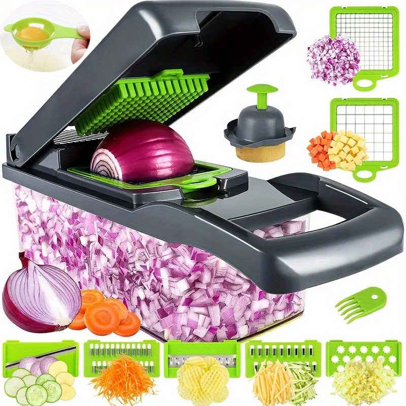 14pcs/set Or 16pcs/Set,Vegetable Chopper, Multifunctional Fruit Slicer,  Manual Food Grater, Vegetable Slicer, Cutter With Container, Onion Mincer  Chop