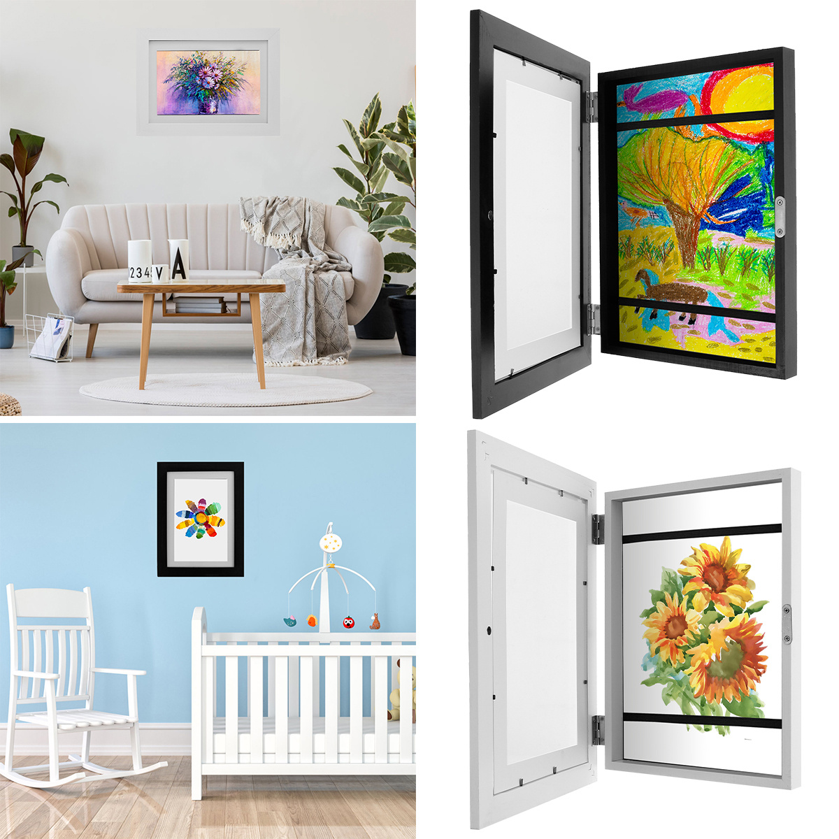 2pcs Cadre D'art Pour Enfants, Cadre D'art Pour Enfants À Ouverture  Frontale De 4×6 Pouces Remplaçable, Cadre De Rangement D'affichage De  Photos, Peintures Pour Enfants, Devoirs, Artisanat, Photos, Contient 50,  Blanc 