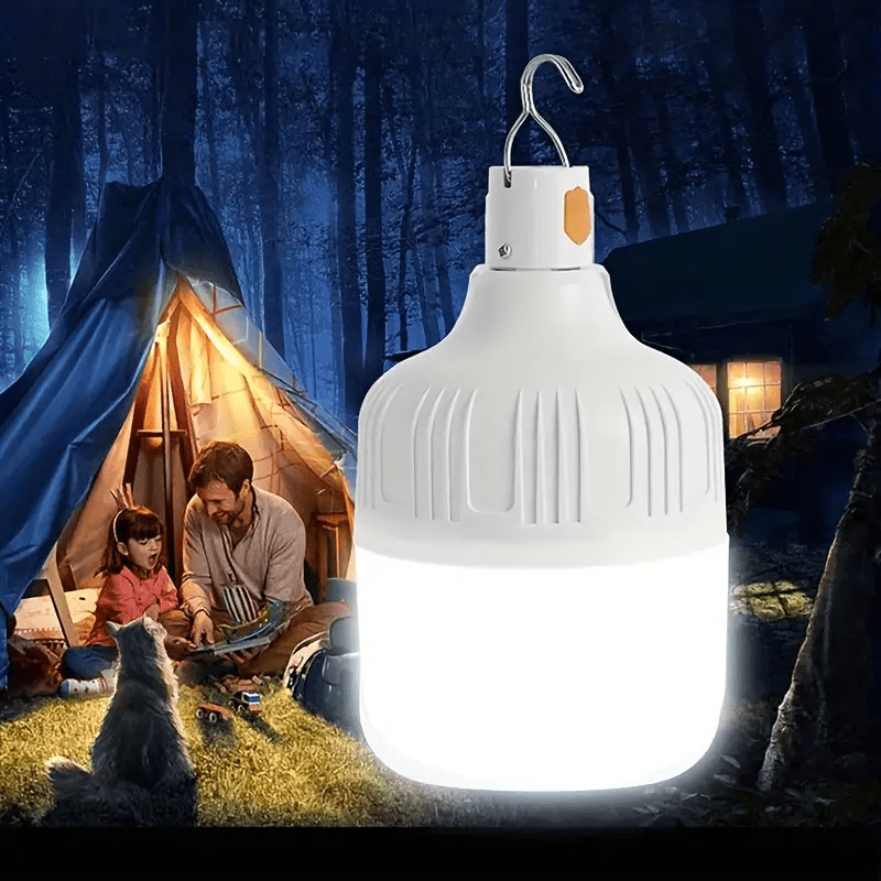 

1pc Portable Usb Rechargeable Led Bulb For Night Market Stall, Waterproof Camping Light With Removable Hanging Hook
