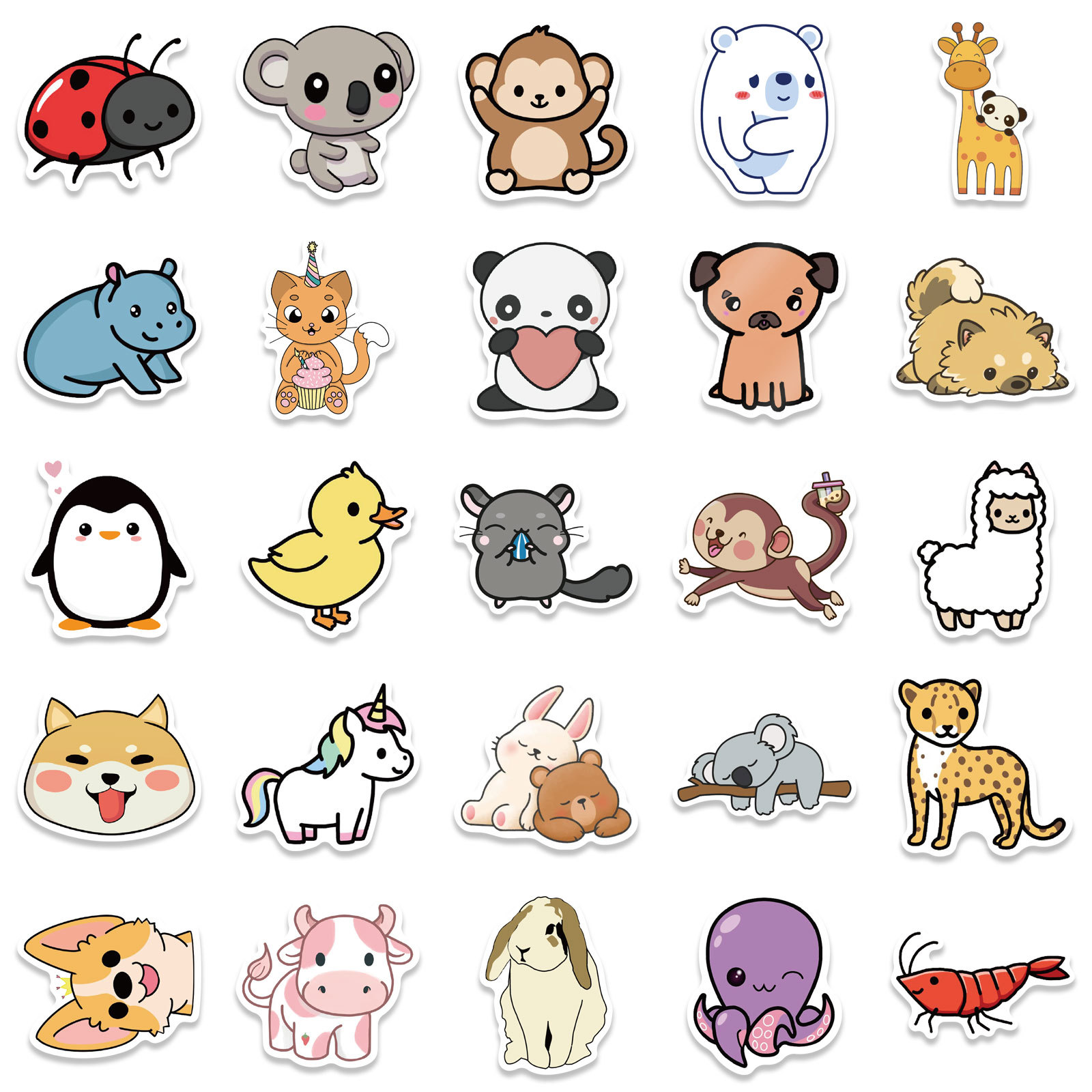 Cute Sparkle Animal Stickers for Kids Water Bottle Stickers
