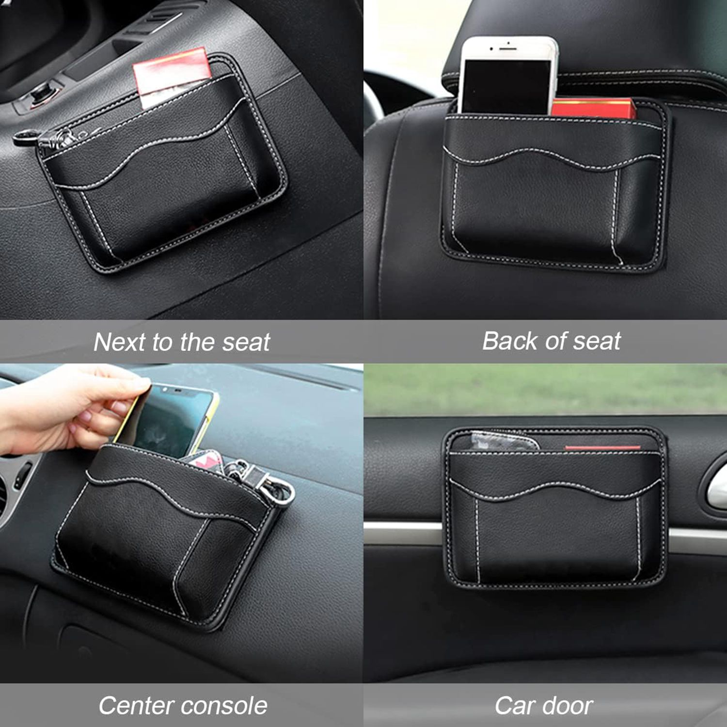 Car Seat Side Pocket Organizer Pu Leather Mini Storage Bag - Temu