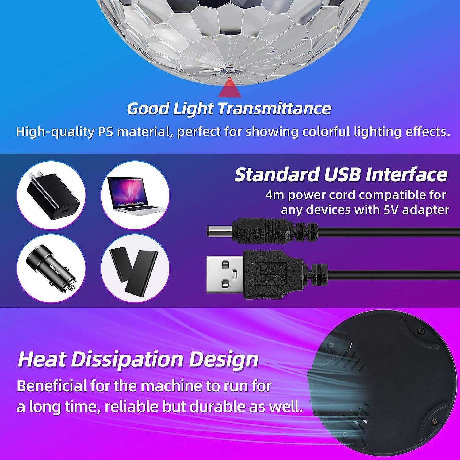 Mini Disco Ball Licht USB, Disco Ball Led Party Lampe