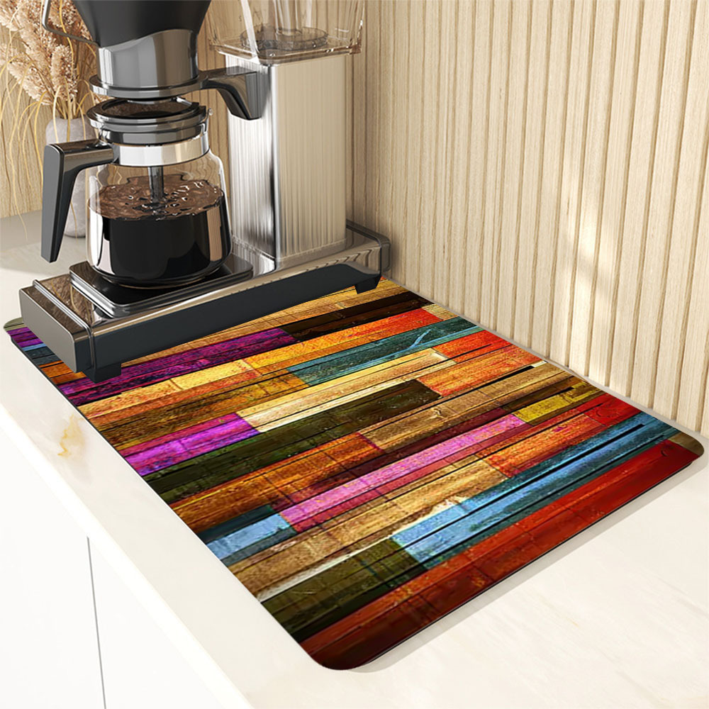 1pc Rubber, Multicolor, Washable, Absorbent Kitchen Counter Dish Drying Mat