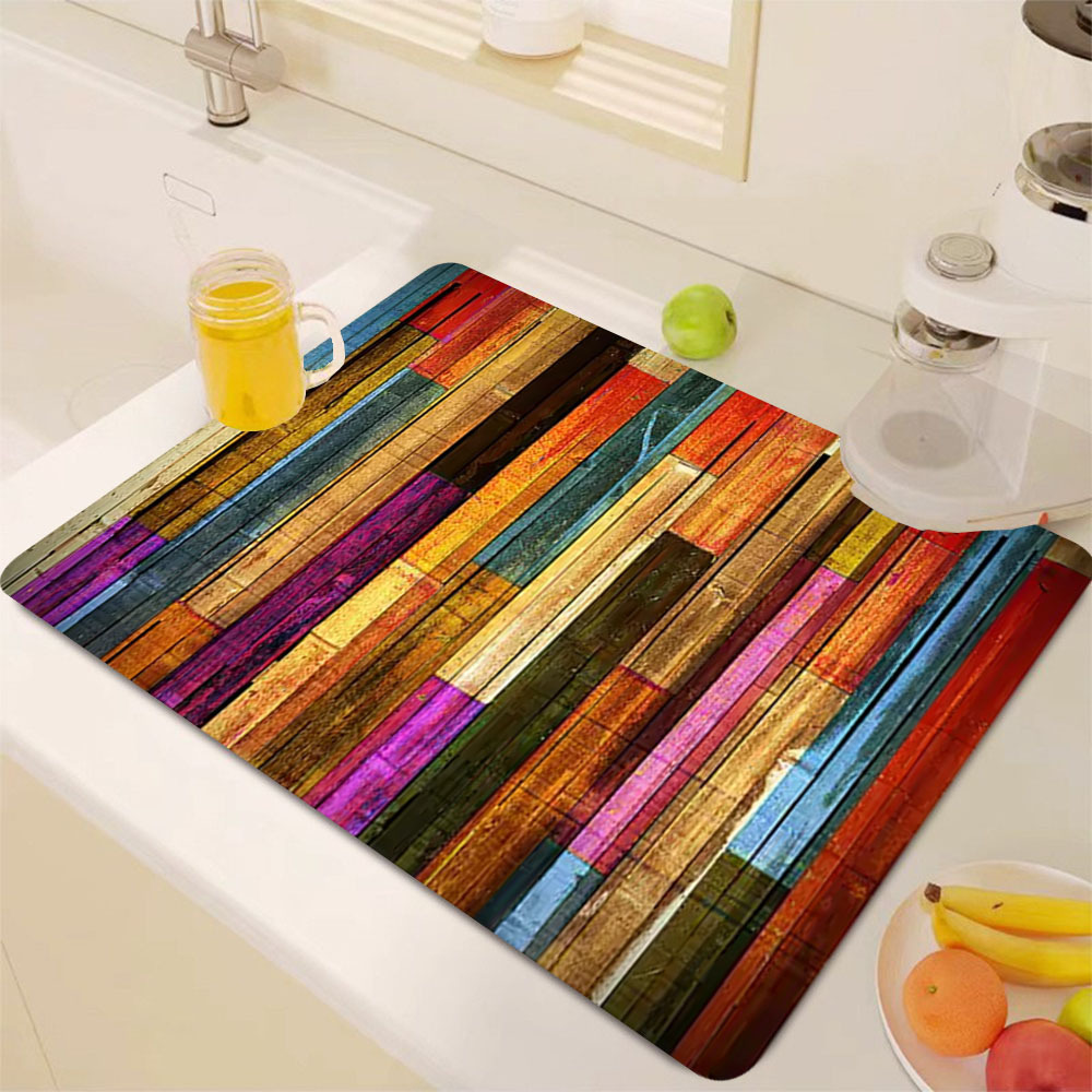 1pc Rubber, Multicolor, Washable, Absorbent Kitchen Counter Dish Drying Mat