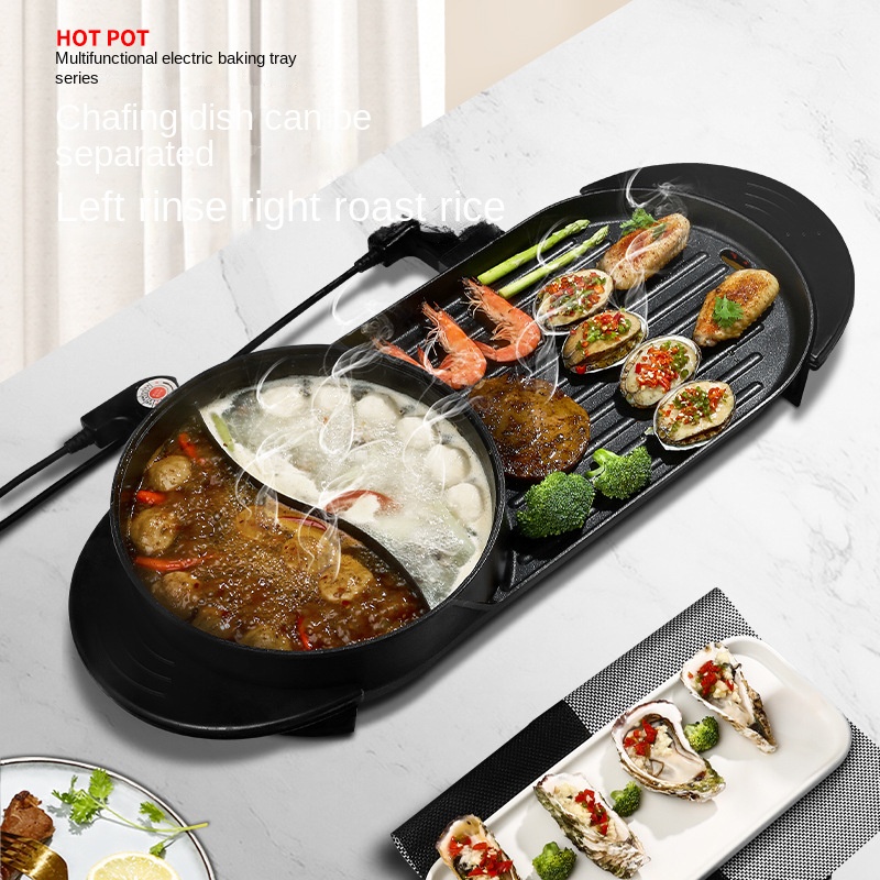 Large 1400W Multi-functional Non-stick Electric Shabu Shabu Hot