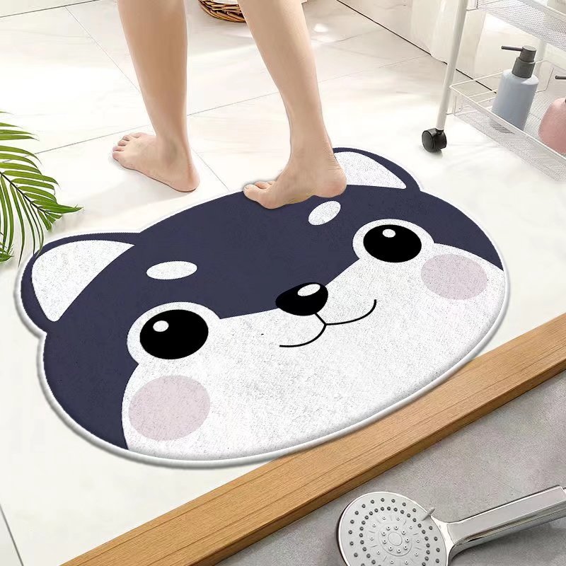 1pc Bath Rug, Cute Animal Pattern Imitation Cashmere Floor Mat