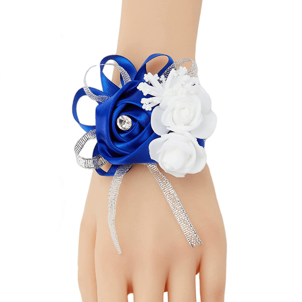 Baywell Wrist Corsages for Wedding (Set of 4), Blush & Blue Corsages with  Ribbon for Wedding Mother of Bride and Groom, Prom Flowers 