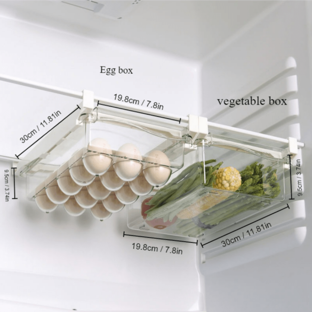 Refrigerator Storage Rack, Fridge Drawer Organizer, Sliding