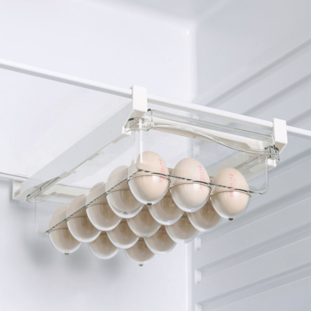 Refrigerator Clear Plastic Drawer Egg Storage Bin, Durable Hanging