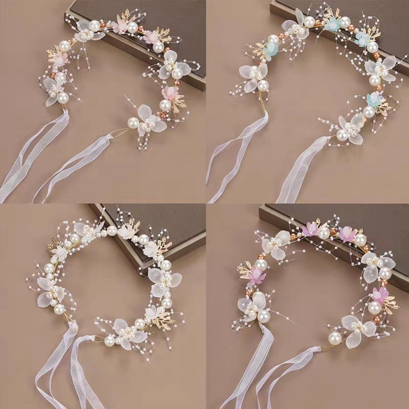 SWEETV Diadema de niña de flores para boda, accesorios para el cabello de  princesa, bandas para el cabello de cristal para niñas pequeñas y niñas