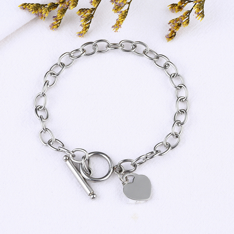 Ot Buckle Chain Bracelet M Letter Shape Pendant Simple Alloy Hand