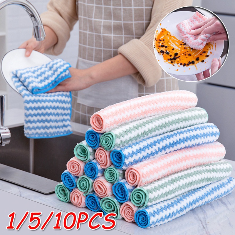 chiffon de nettoyage en microfibre serviette de nettoyage de vaisselle  absorbant outil de nettoyage de cuisine (4 pièces),Serviette en  microfibre