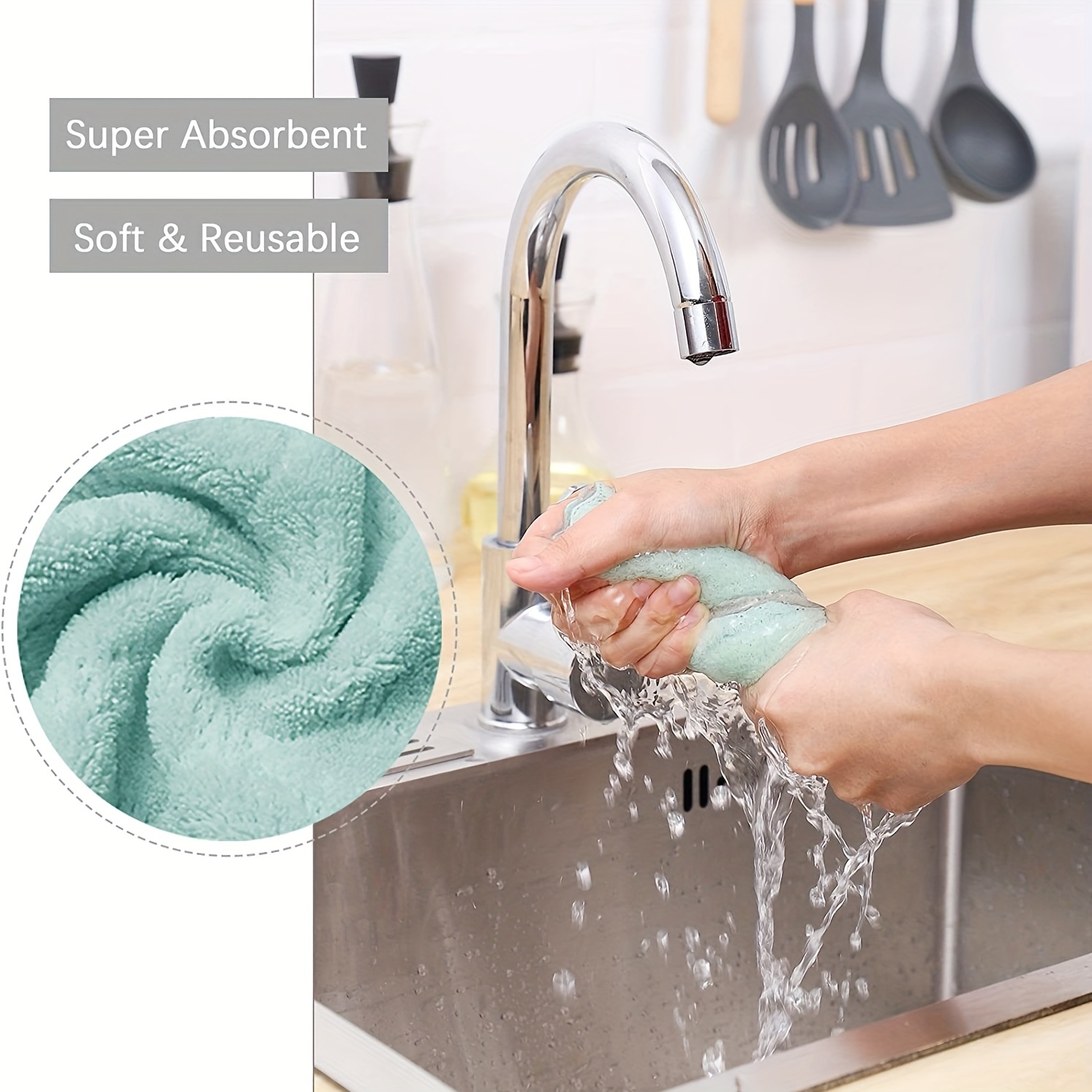 Super Absorbent Microfiber Kitchen Dish Cloth Double-sided