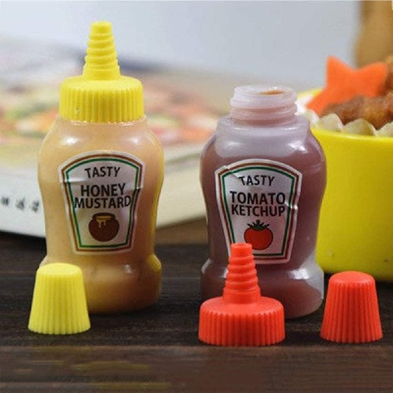Portable Mini Sauce Bottle,Condiment Squeeze Bottles,Mini Ketchup Bottle  for Bento Box Accessories,Refillable Ketchup Containers Bottles,Sauce Jars