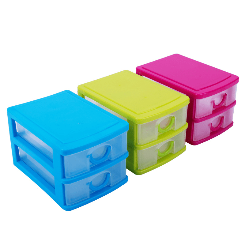 2 or 3 Layers Mini Drawer Desk Organizer Plastic Storage Boxes Containers  Jewelry Cosmetics Storage Case