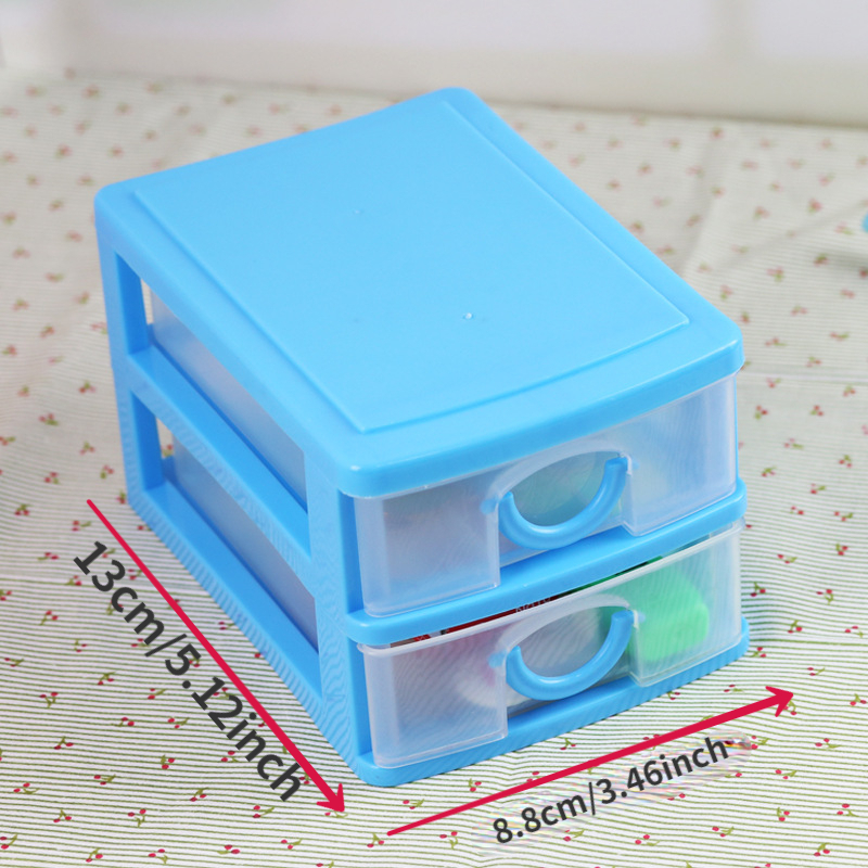 2 or 3 Layers Mini Drawer Desk Organizer Plastic Storage Boxes Containers  Jewelry Cosmetics Storage Case