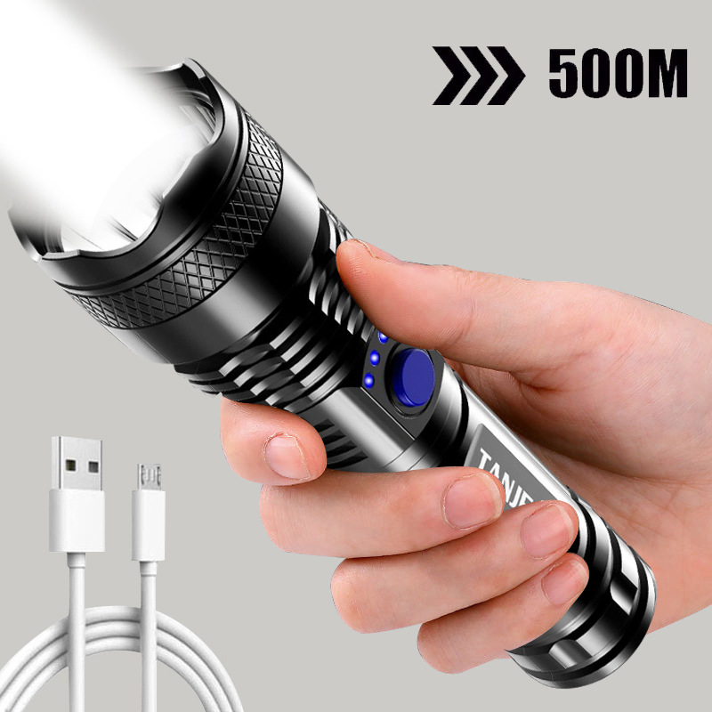 Torche rechargeable USB, lampe de poche 800Lm, lampe de poche étanche à  luminosité améliorée, camping à économie d'énergie - Cdiscount Bricolage
