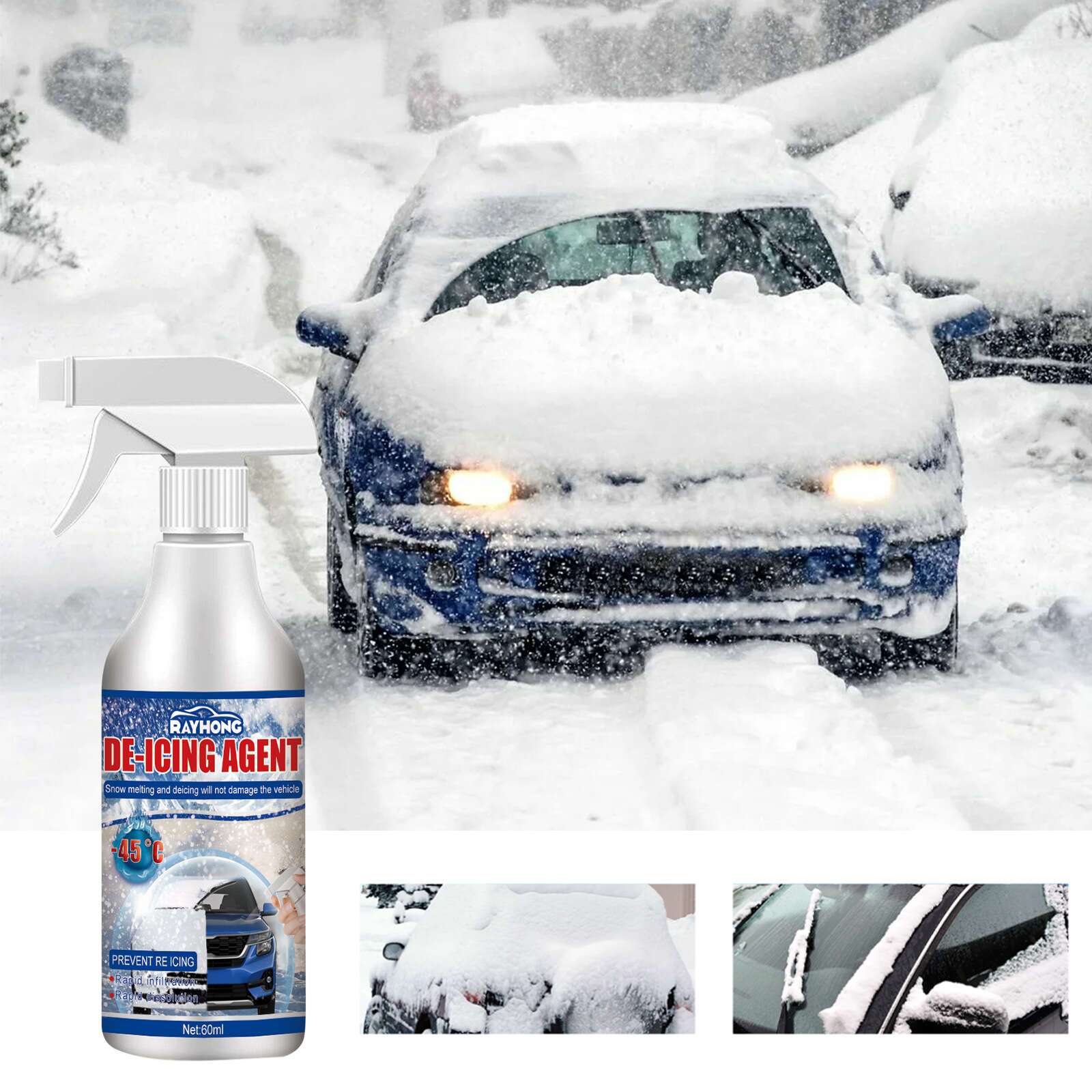 Schneeschmelz-Spray, Enteiser Für Autoscheiben, Anti-Eisbildung,  Entfrostung, Anti-Frost, Schadet Dem Autolack Nicht, Schnelles Schmelzen  Von
