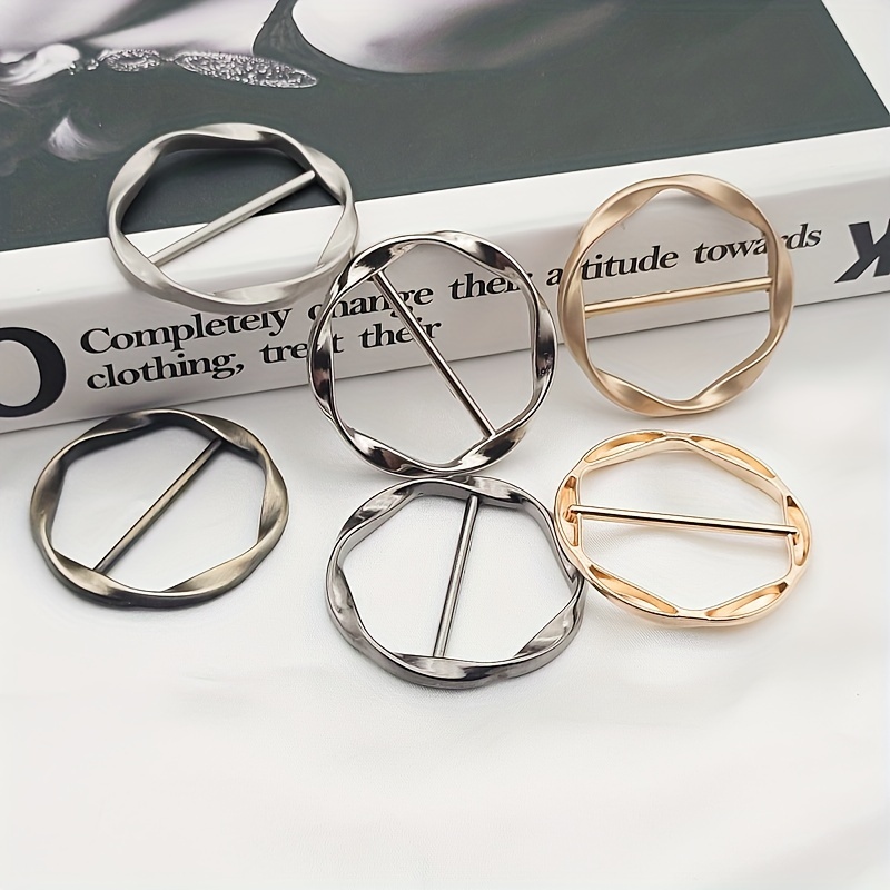 5PCS Scarf Ring Shirt Cinch Clip Metal Shirt Clips for Women Fashion Round  Clothes Clip Buckle Scarf Rings for Women Elegant Shirt Clip