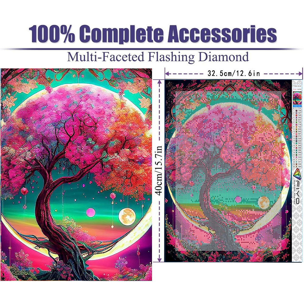 Fiyo 5d Diy Diamond Painting Dreamy Moon Tree Mosaic - Temu