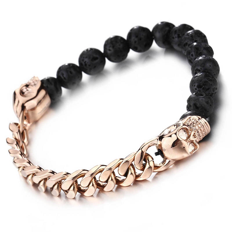 Retro Beaded Skull Bracelet for Men