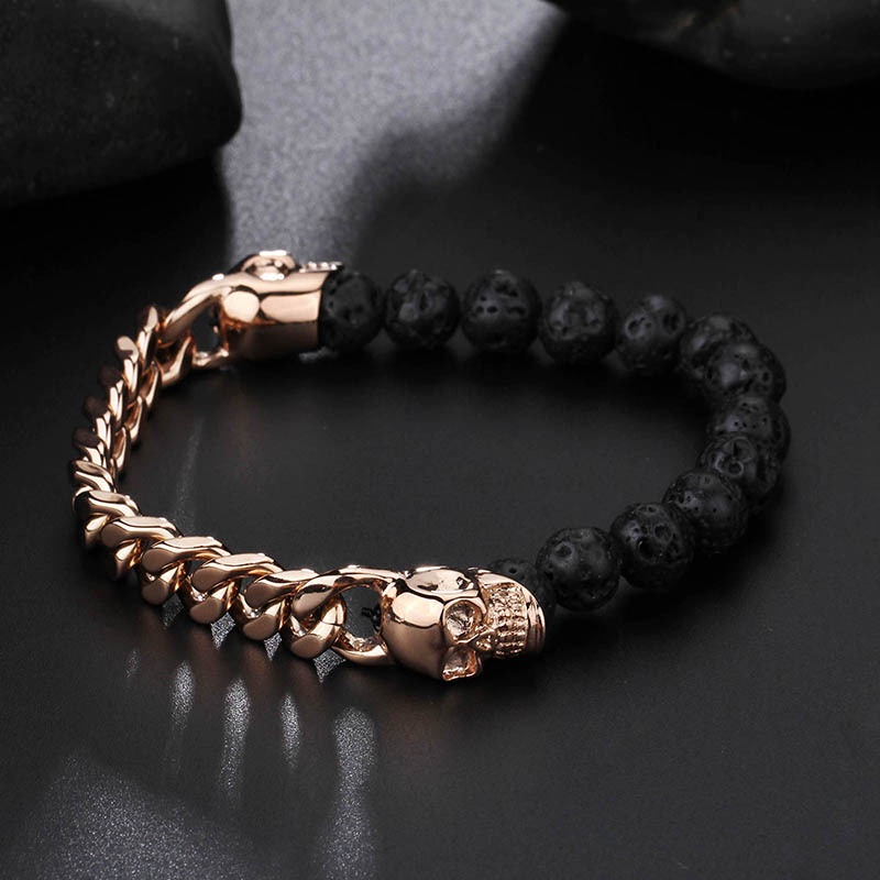 Retro Beaded Skull Bracelet for Men