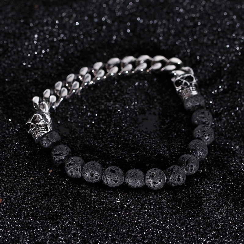 Retro Beaded Skull Bracelet for Men