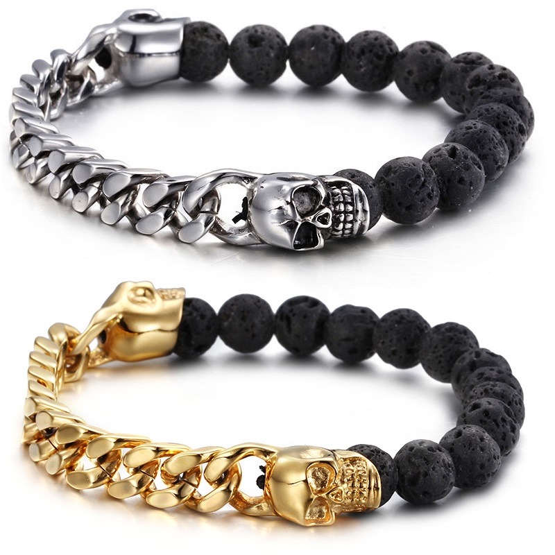 Retro Beaded Skull Bracelet for Men