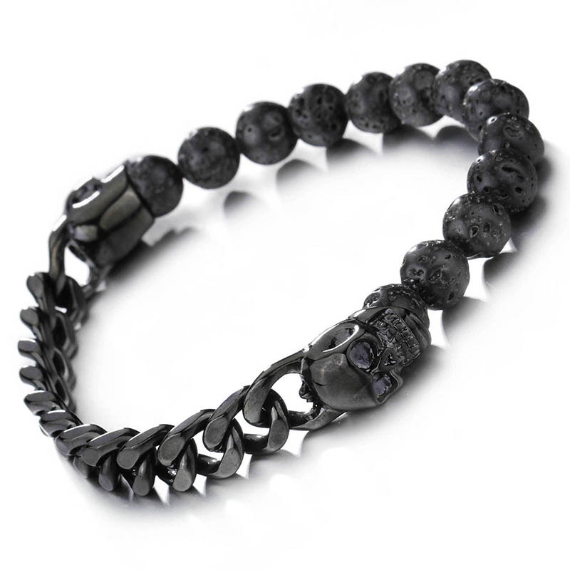 Retro Beaded Skull Bracelet for Men