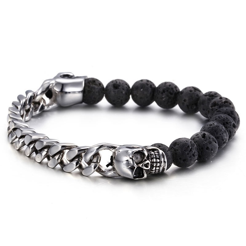 Retro Beaded Skull Bracelet for Men