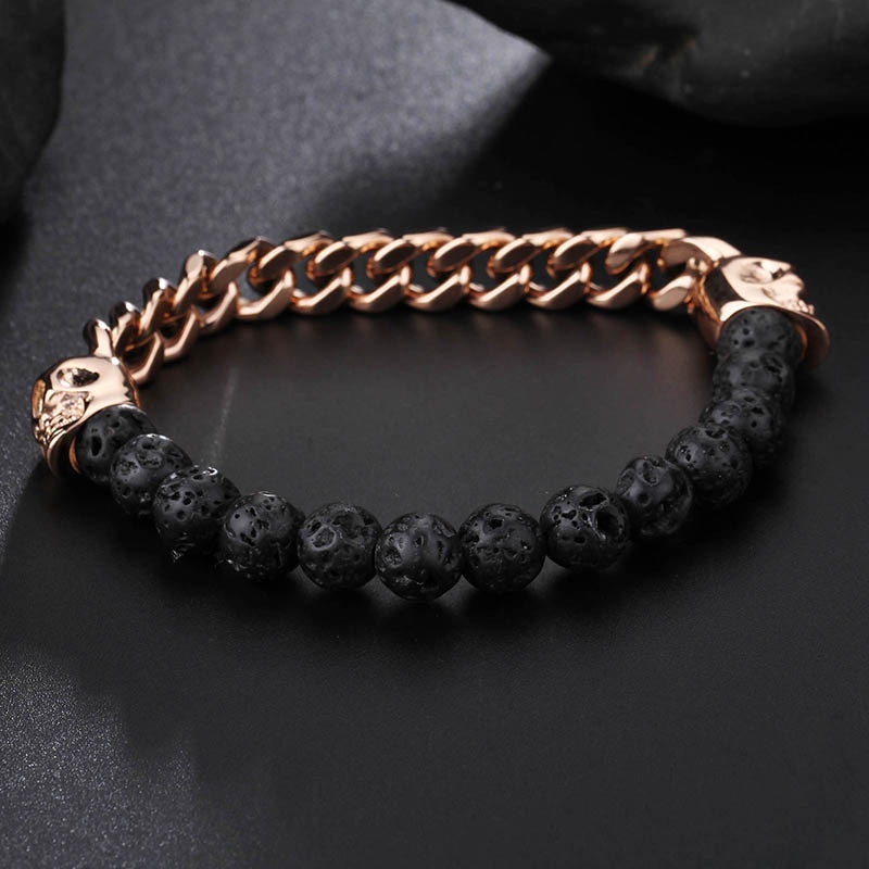 Retro Beaded Skull Bracelet for Men