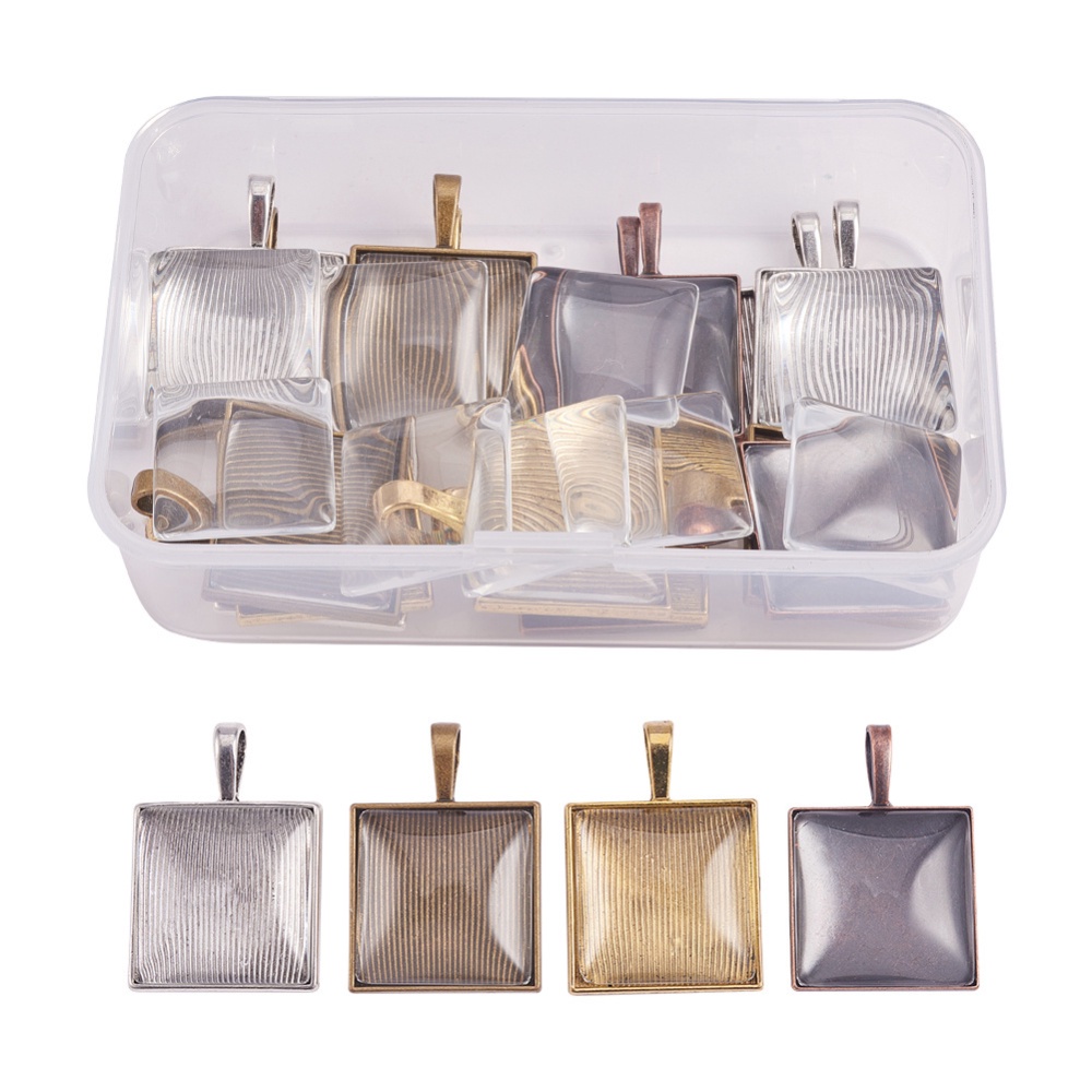 Stainless Steel Alloy Pendants, Base Blanks Cabochons Setting Tray