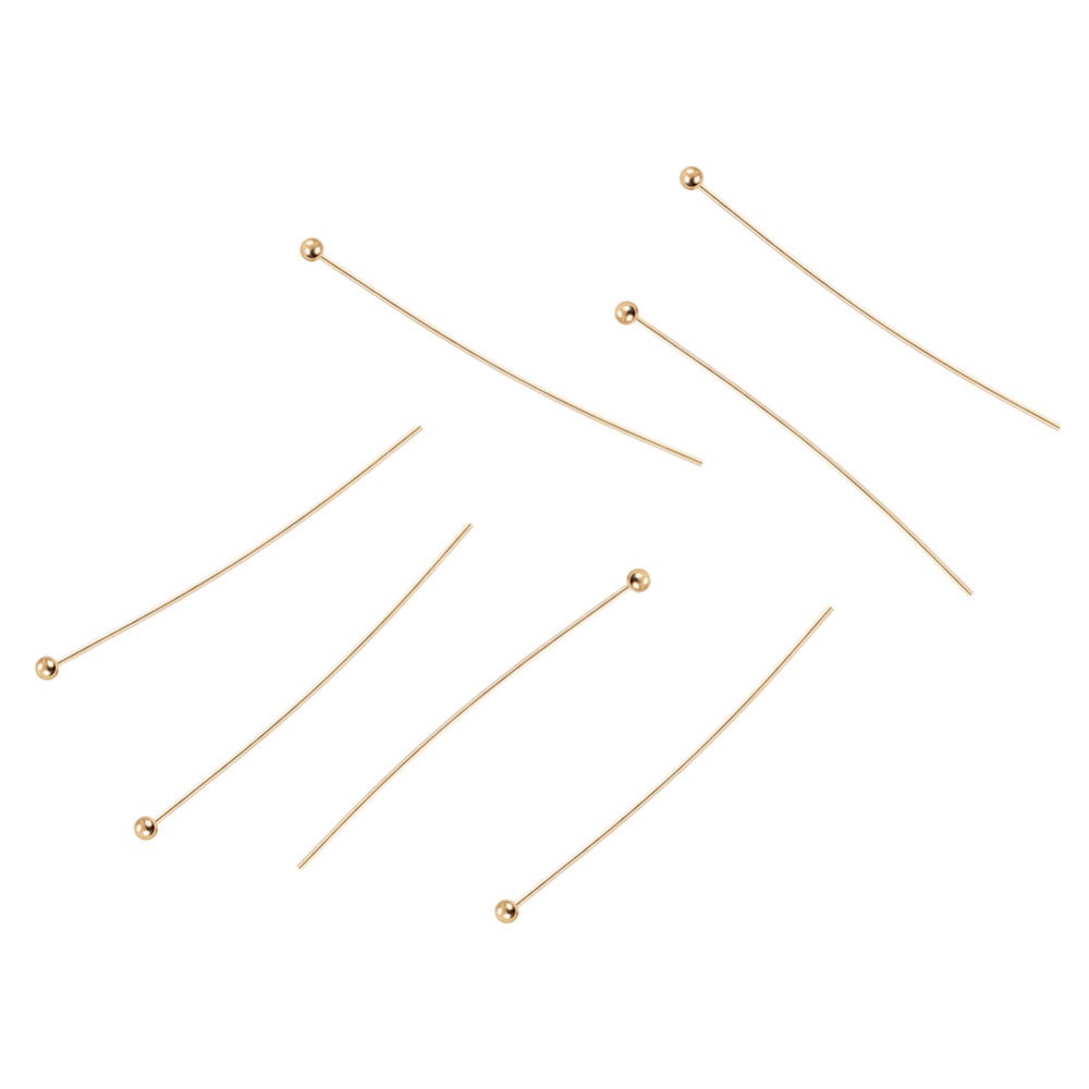100 Pcs Yellow Gold Filled Copper Ball Head Pins For Jewelry Making – 0.5x30mm