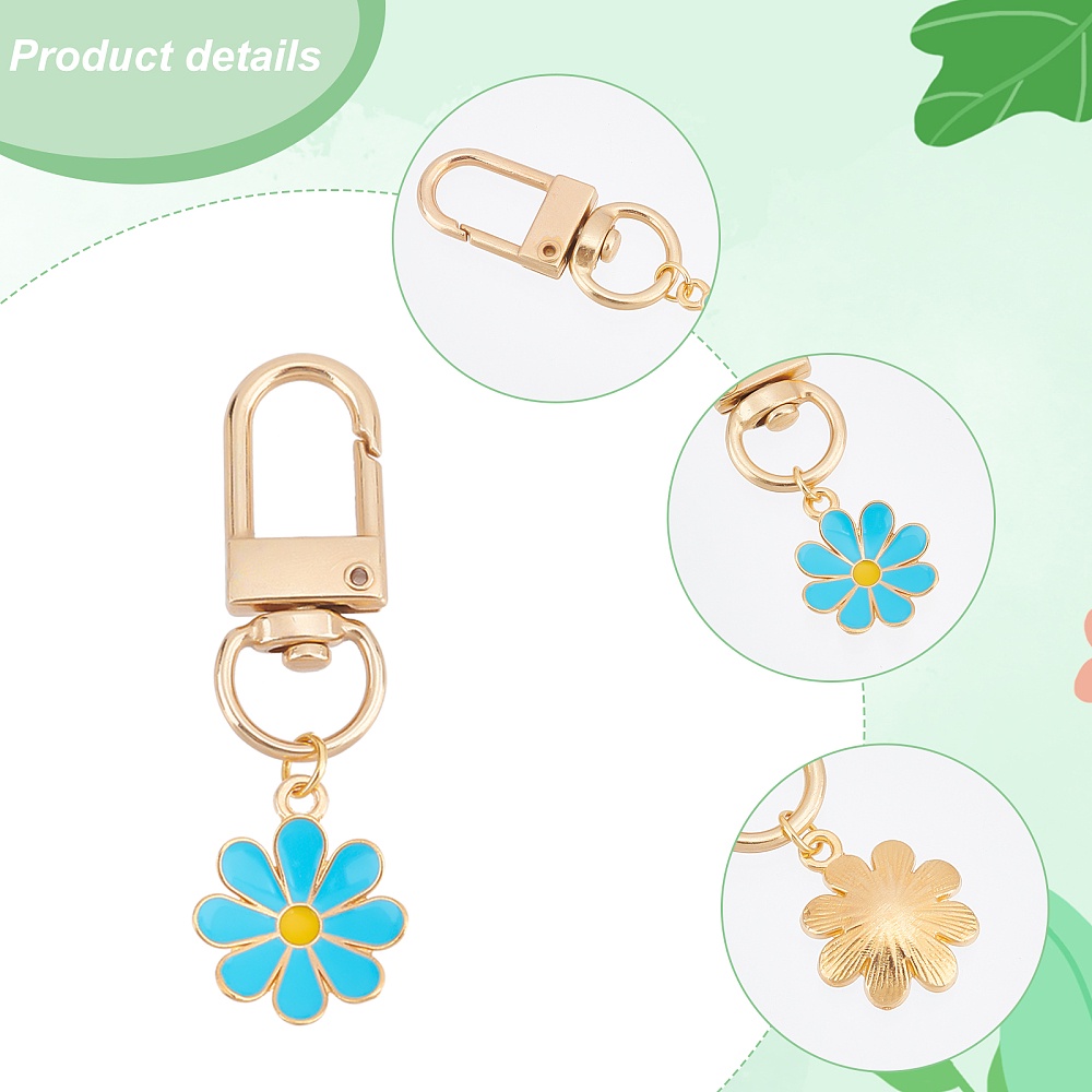 Flower Keychain Daisy Enameled Charms, Aesthetic Keychain Car Key Ring  Pendant - Temu